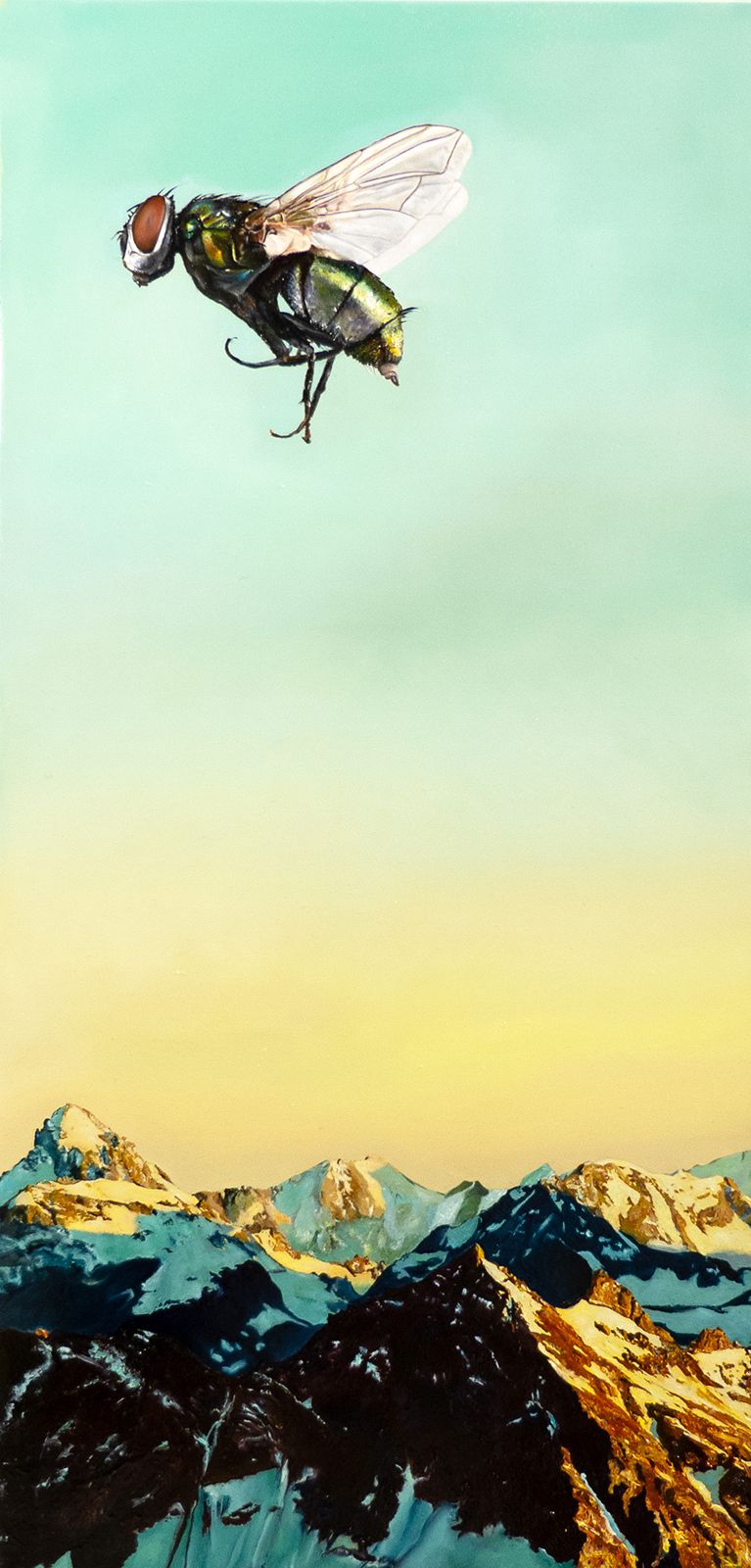 Painting titled 'The pleasing wonder of ignorance P III' by Horhát Kund Lehel, oil on canvas, 110x53cm, 2023